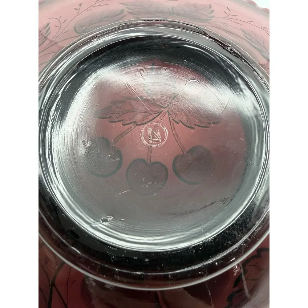 Northwood Amethyst Carnival Glass THREE FRUITS Footed Plate 9” Sawtooth Antique